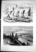 Old Moscow Kremlin Preparing Coronation Erecting Seats Procession1883 Victorian