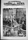 Antique Old Print Emperor Crowning Empress Imperial Coronation Moscow 1883 19th