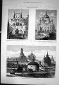 Old Antique Print Chapel Iberian Mother God Church St Saviour Moscow 1883 19th