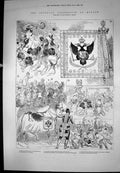 Antique Old Print Coronation Moscow Standard Empire Copies Proclamation 1883