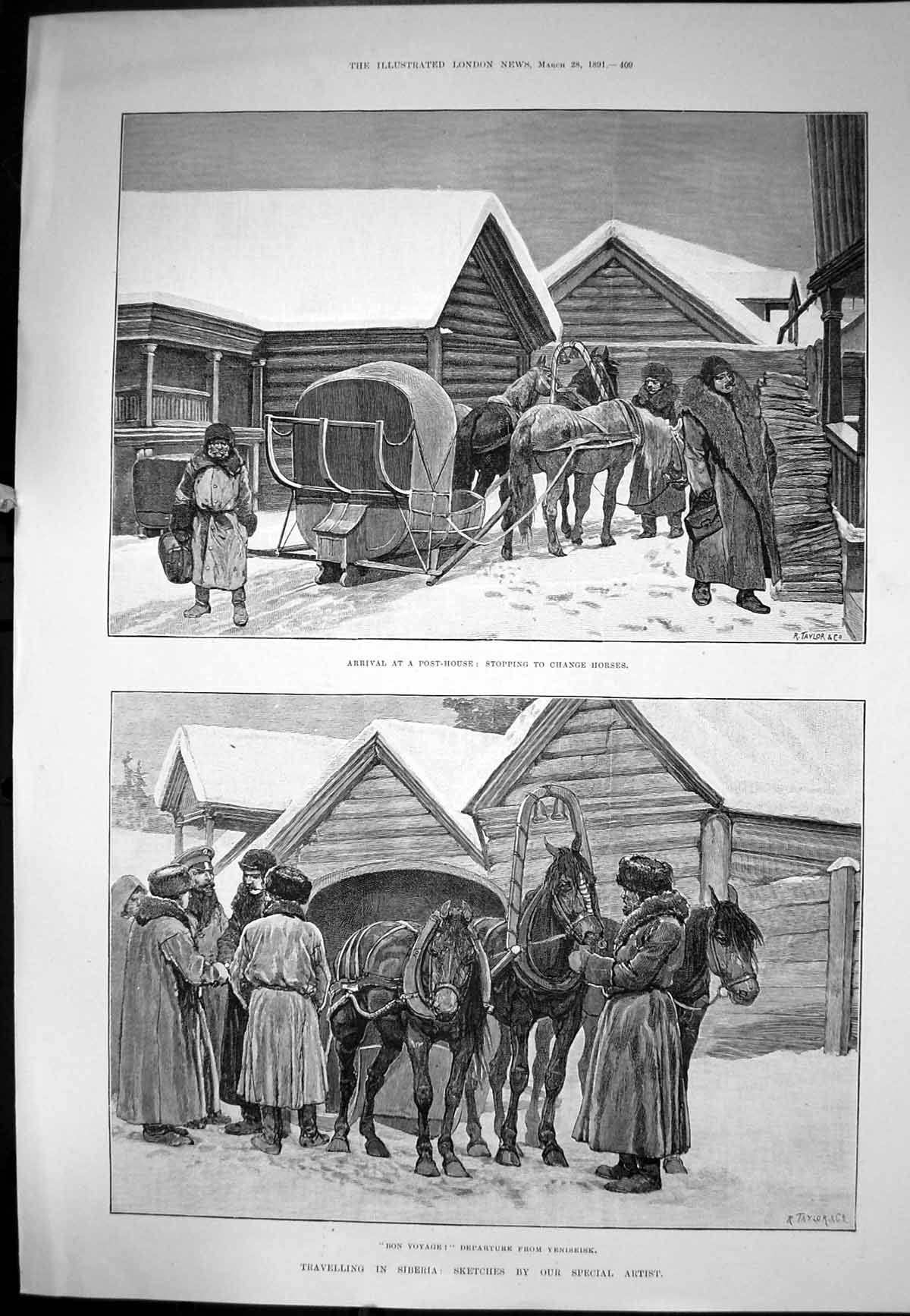 Old Travelling Siberia Post House Change Horses Departure Yeniseisk