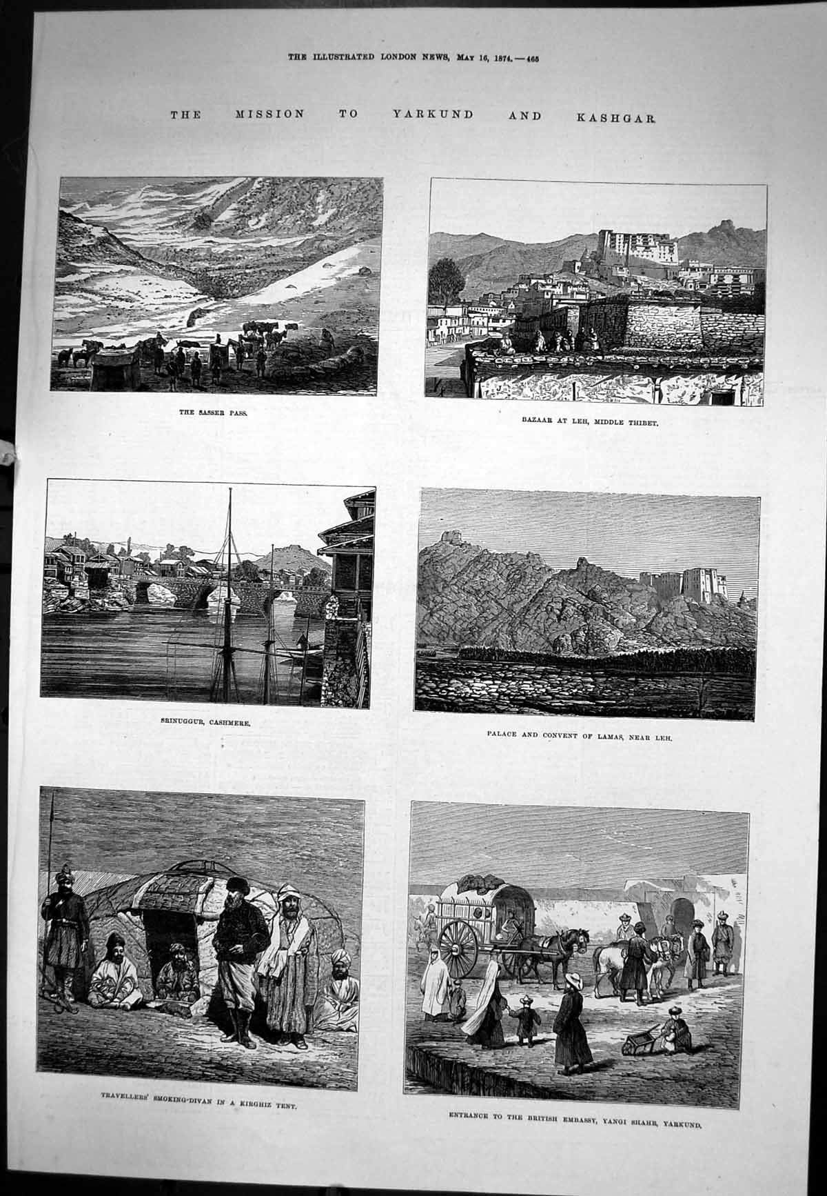 Old Mission Yarkund Kashgar Sasser Pass Palace Lamas Bazaar Leh 1874 Victorian