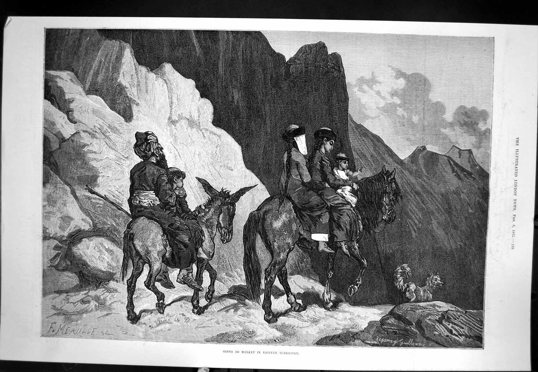 Old Goods Market Eastern Turkestan F Meaulle Family Horse Donkey 1875 Victorian