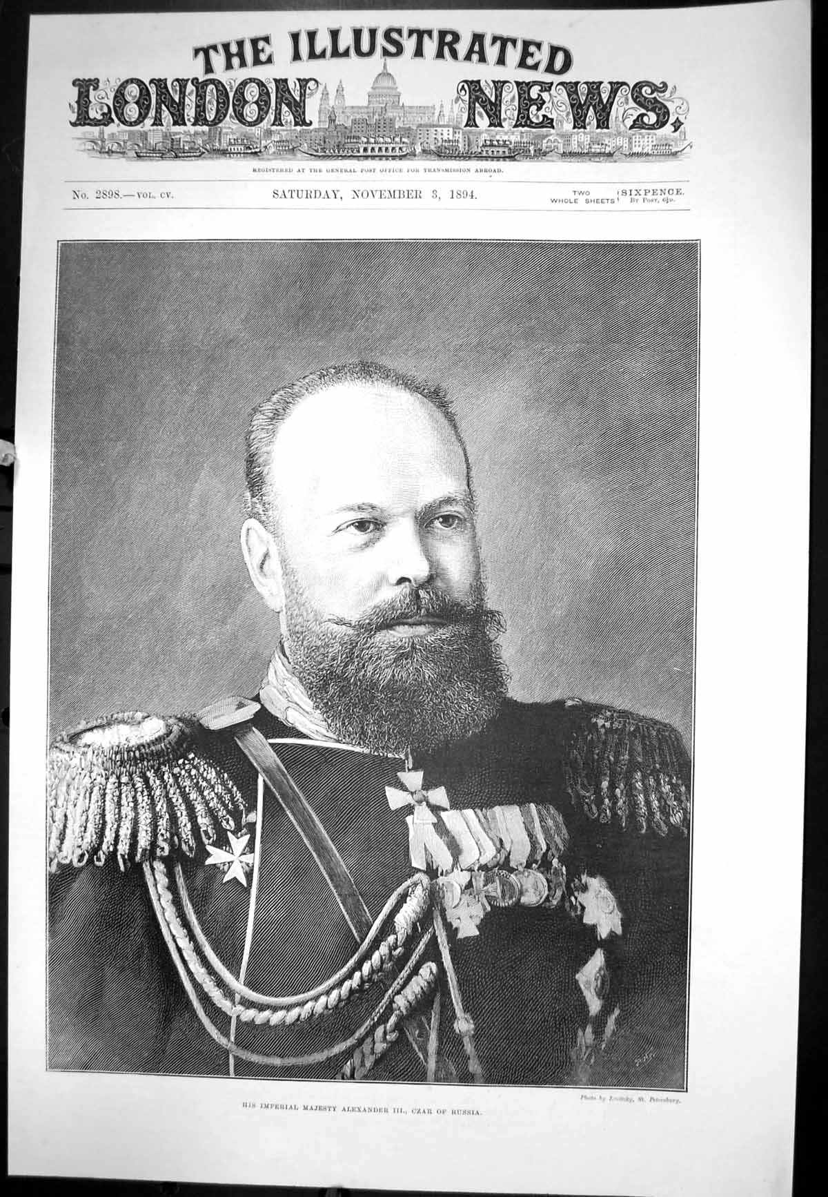 Old His Imperial Majesty Alexander 111 Czar Russia Uniform Beard 1894