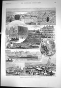 Antique Old Print Siberia City Tomsk GMines Yeniseisk Market Krasnoiarsk 1890