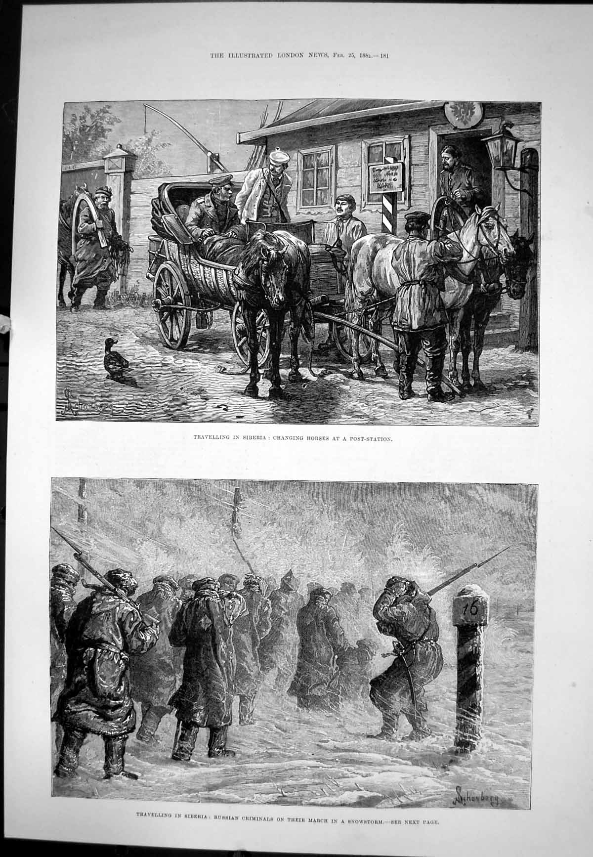 Old Travelling Siberia Changing Horses Post Station Criminals March