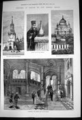 Antique Old Print Moscow Sacred Gate Kremlin Church Saviour Staircase 1874 19th