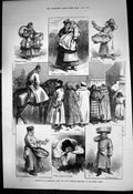 Antique Old Print St Petersburg During Marriage Festivities Fishmonger 1874