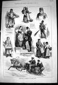 Antique Old Print Sketches From St Petersburg Fruitseller Chimney Sweep 1874