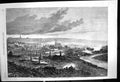 Original Old Antique Print Great Fire Quebec View From Marine Hospital 1866