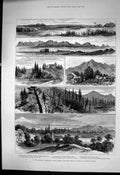 Original Old Antique Print Far West Journey Marquis Lorne Princess Louise 1883