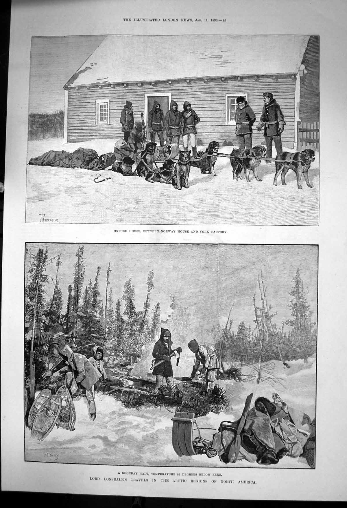 Old Antique Print Lord Lonsdales Travels Arctic Region North America 1890 19th