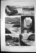 Old Print Canadian Pacific Railway Line Falls Winnipeg Saskatchewan 1883 19th