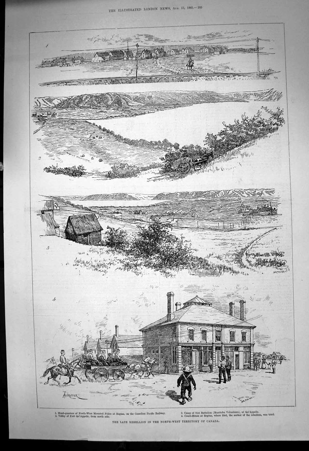 Antique Print Late Rebellion North West Territory Canada Mounted Police1885