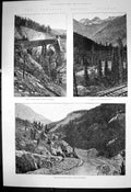Antique Print Canadian Pacific Railway Stony Creek Bridge Loop Selkirk 1886