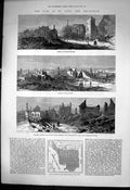 Old Print Fire St John New Brunswick Ruins Market Square King Street1877 19th