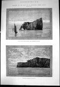 Antique Print Gulf St Lawrence Canada Rock Perce Lighthouse Gaspe Bay 1881 19th