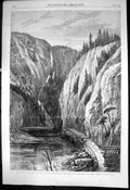 Antique Old Print British Columbia Wooded Rocky Valley Head Bute Inlet 1868