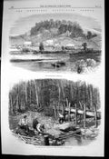 Antique Old Print Chaudiere GFields Canada Diggings Tributary Dwellings 1864