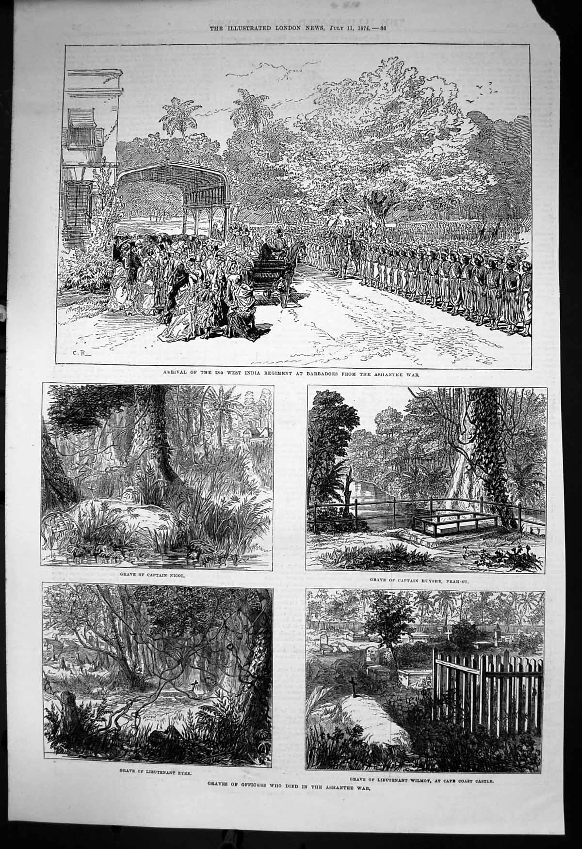 Old Print Graves Officers Died Ashantee War 2Nd West India Regiment 1874