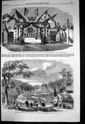 Antique Old Print Jacksons Creek Viaduct Lord Elphinstone Bombay Mansion 1859