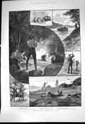 Antique Print Ride Across Australia Vogan Cooper River Stockmans Grave 1890