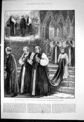 Old Antique Print Consecration New Bishop Sydney Westminster Abbey 1884 19th
