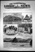 Antique Old Print Caroline Islands Chabrol Harbour Strongs Island Ponapi 1885