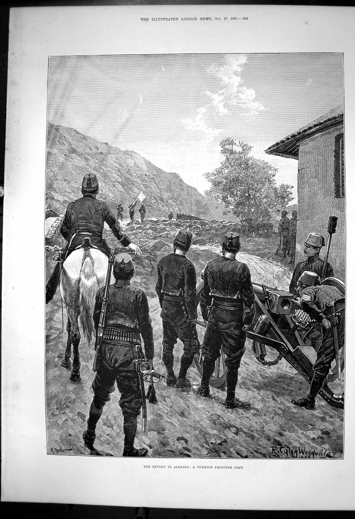Antique Old Print Revolt Albania Turkish Frontier Post R Caton Woodville 1885