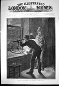 Old Antique Print Burning Stadt Theatre Vienna Watchman St Stephens 1884 19th