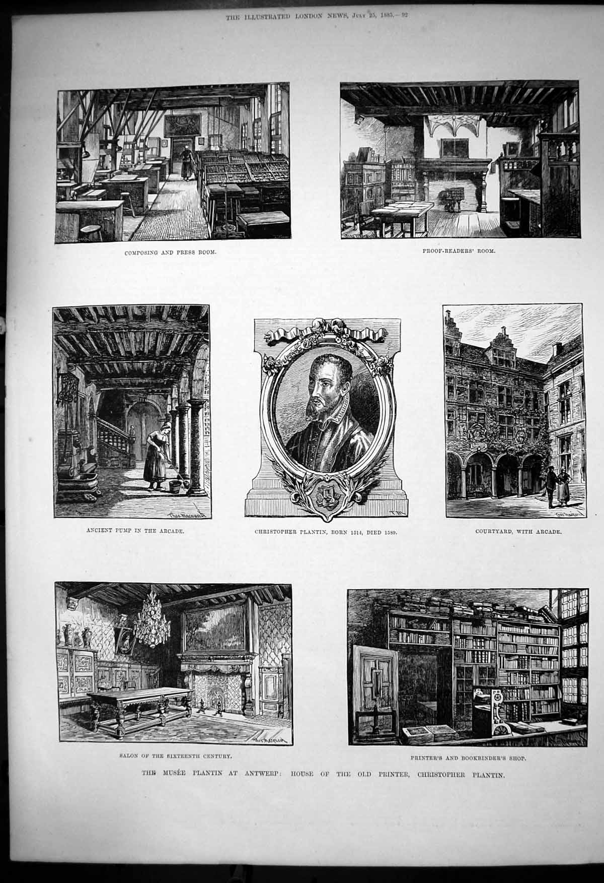 Old Antique Print Musee Plantin Antwerp House Er Christopher Plantin 1885 19th