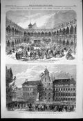 Old Print Grand Festival Municipality Royal Academy Antwerp Teniers 1864 19th