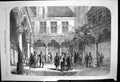 Original Old Antique Print Bourse Antwerp Recently Destroyed Fire 1858 19th