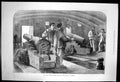 Original Old Antique Print French Siege Paris Interior Gun Boat La Commune 1871