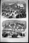 Original Old Antique Print Emperor Napolean Skating Bois De Boulogne Paris 1867
