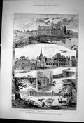 Old Antique Print Chateau De Chantilly Paris Residence Duc D'Aumale 1883 19th