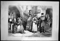 Original Old Antique Print People Alsace Sier Horse Woman Spinning Wheel 1871