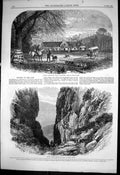 Antique Old Print Dutch Farmhouse Poort Table Mountain Cape Good Hope 1868 19th
