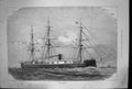Old Print Hms Monarch Boat Ship Sea Mast Funnel Queens Jubilee Naval 1887 19th