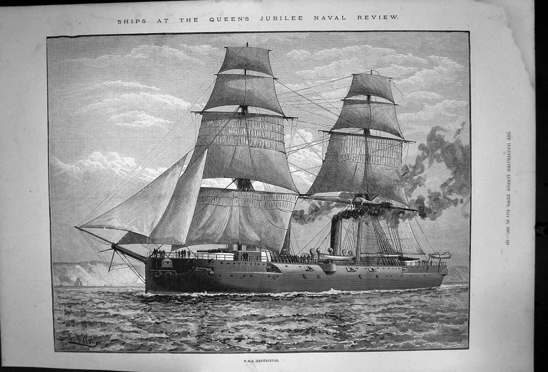 Antique Print Ships At The Queens Jubilee Naval Review Hms Imperieuse 1887 19th