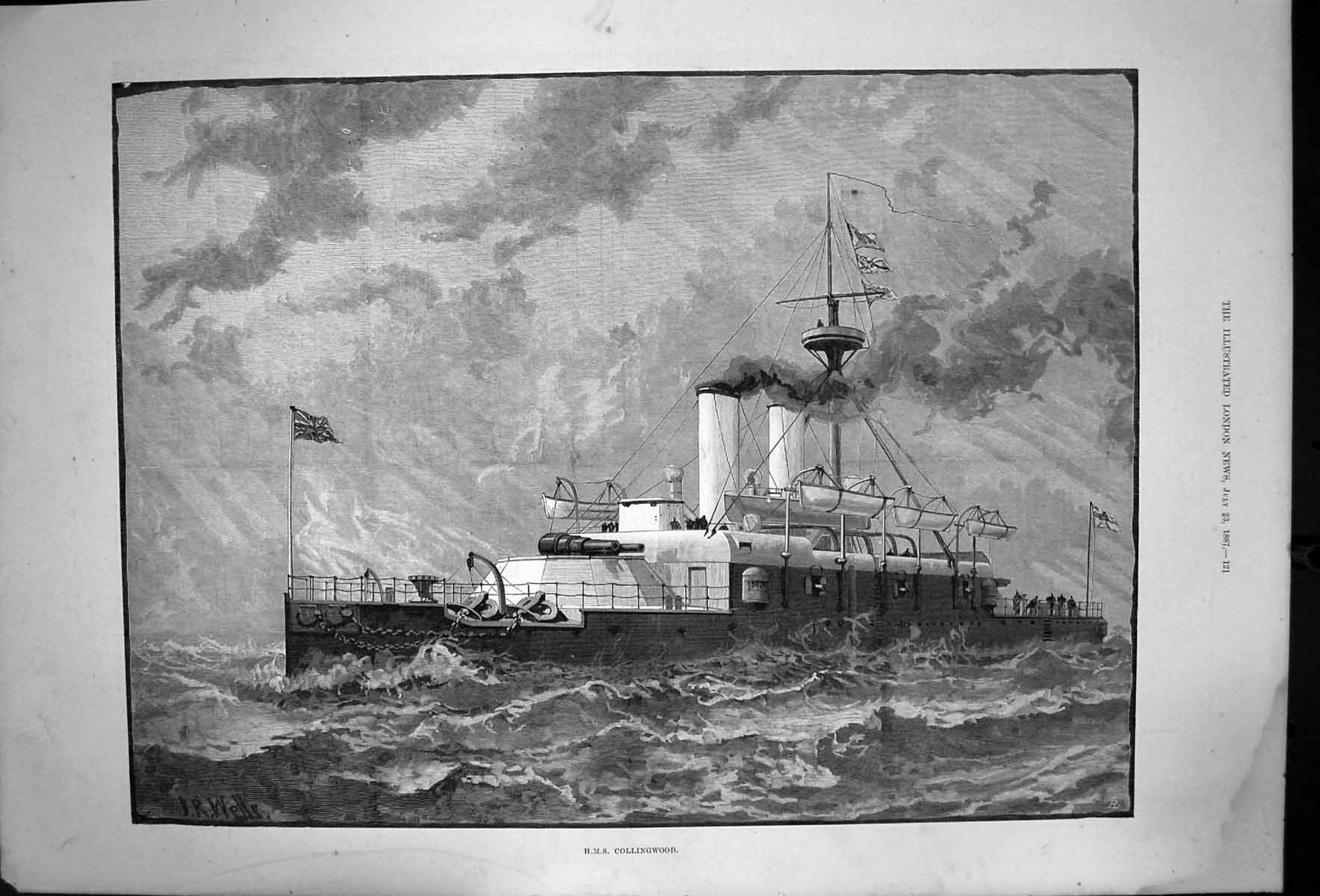 Antique Print ShipsˇAtˇTheˇQueensˇJubileeˇNavalˇReviewˇHms Collingwood 1887