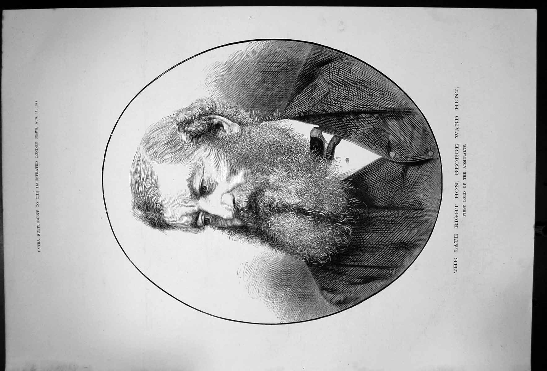 Antique Print The Late Right Hon George Ward Hunt First Lord Admiralty 1877