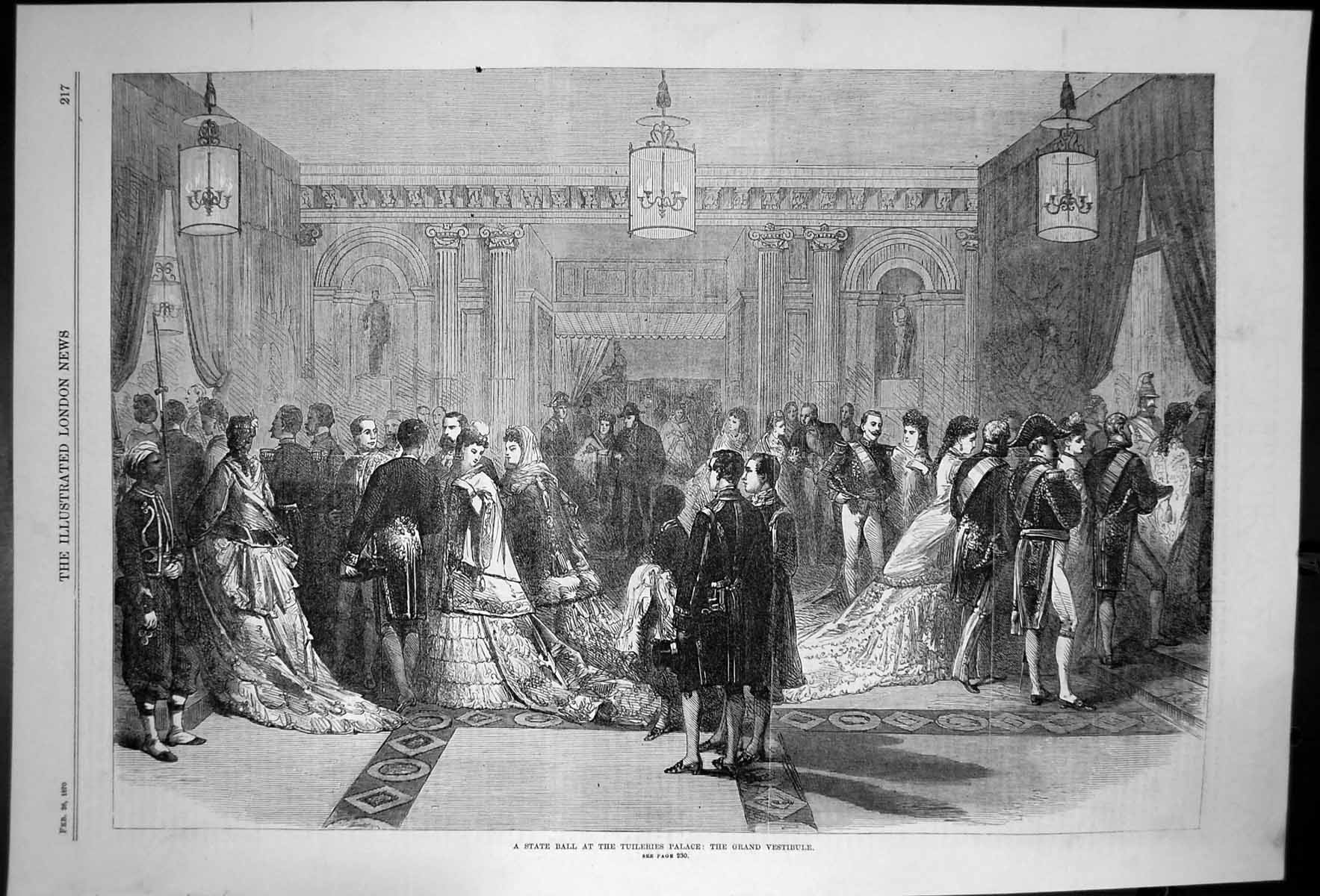 Antique Print A State Ball At The Tuileries Palace The Grand Vestibule 1870