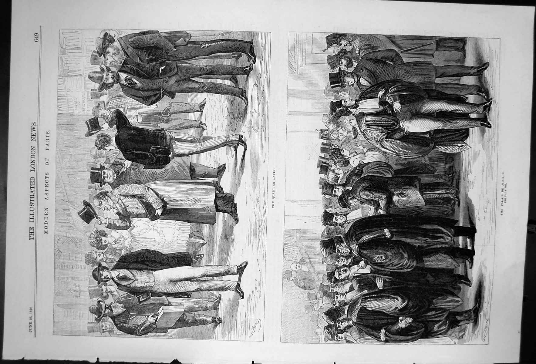 Antique Print Modern Aspects Paris The Quarter Latin Palais De Justice 1870