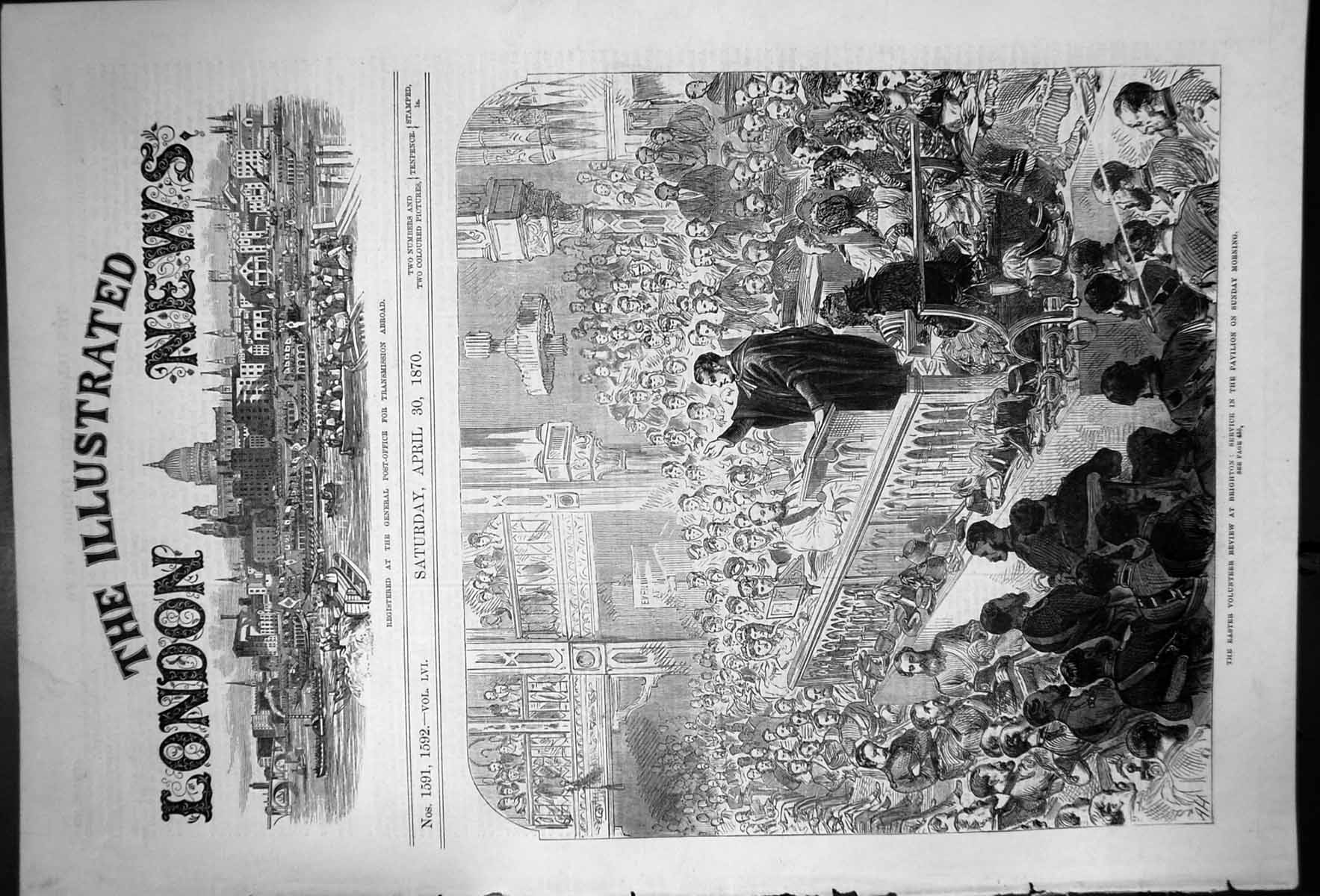 Old Easter Volunteer Review At Brighton Service Pavilion Sunday 1870 Victorian