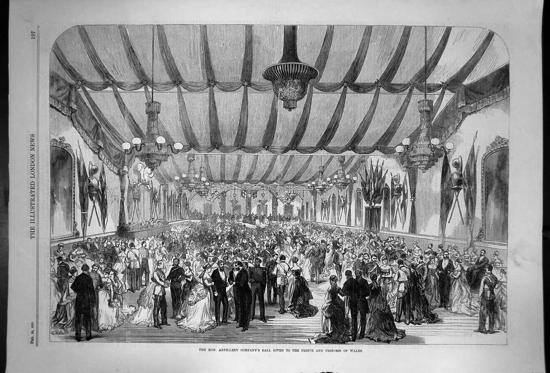 Antique Print The Hon Artillery Companys Ball To Prince Princess Wales 1870