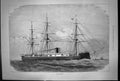 Antique Old Print Hms Monarch Boat Ship Funnel Mast Waves Seamen Queen 1887
