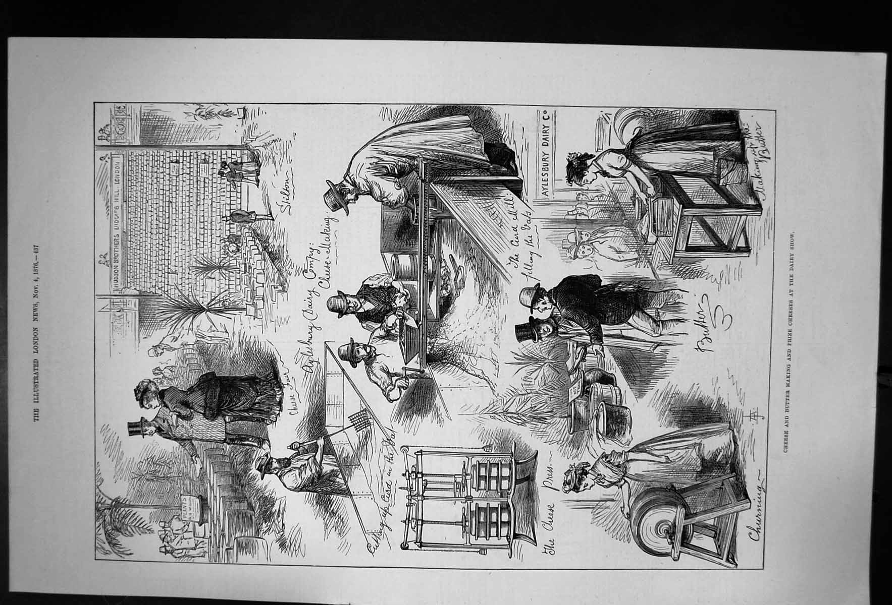 Old Cheese And Butter Making And Prize Cheeses At The Dairy Show 1876 Victorian