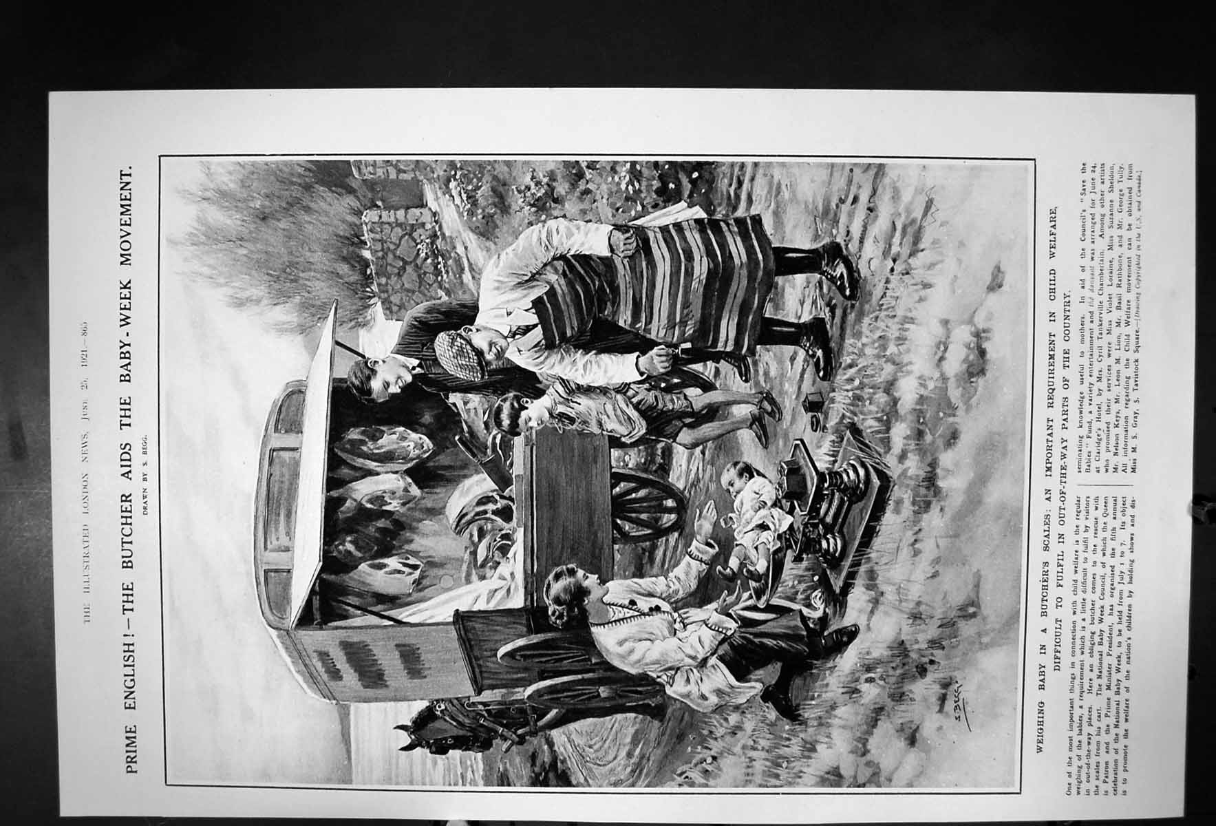 Old Prime English The Butcher Aids The Baby-Week Movement Scales 1921 20th
