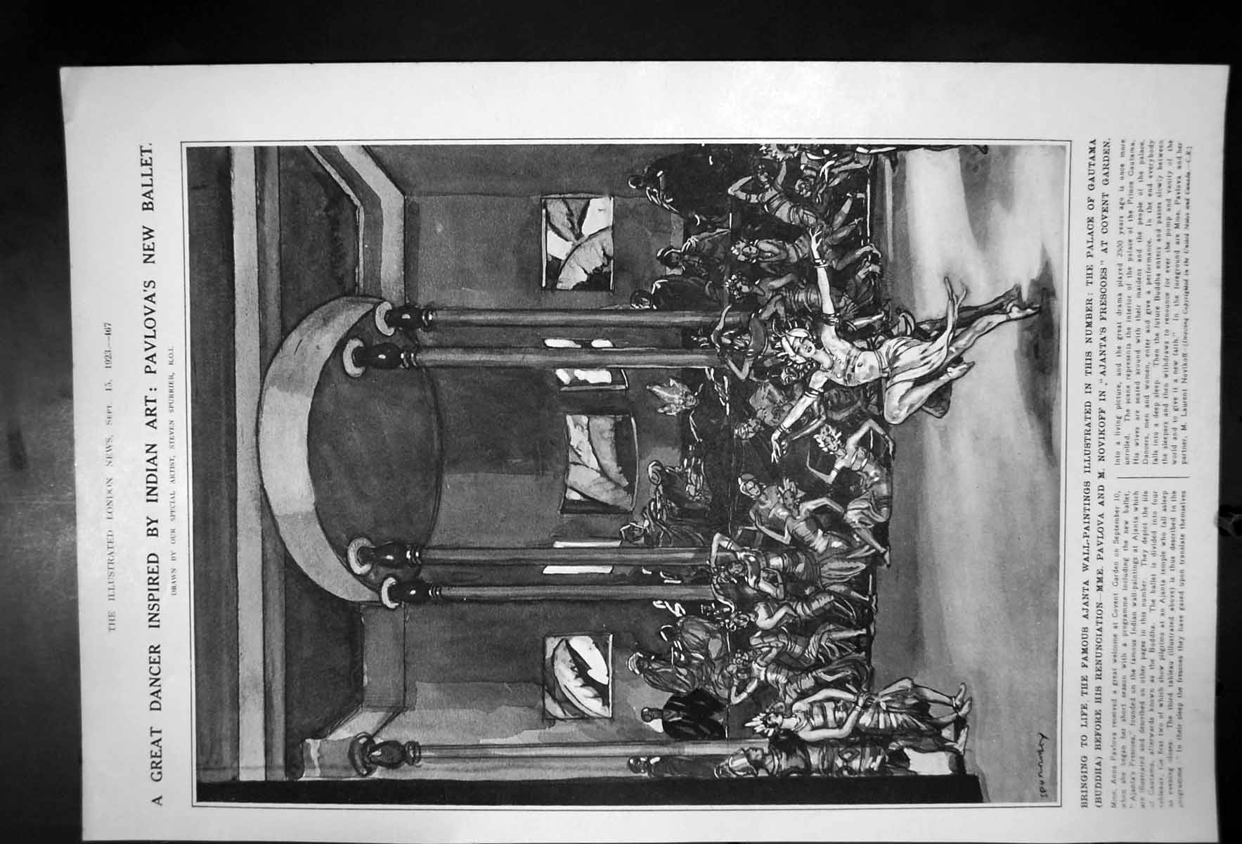 Antique Print Great Dancer Inspired By Indian Art Pavlovas New Ballet 1923 20th